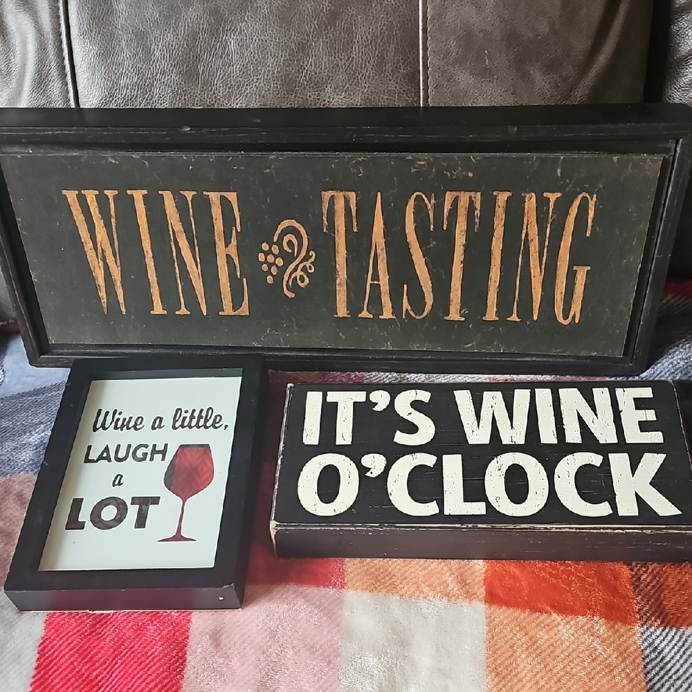 Set of Three Wine Plaques For Wall Or Shelf